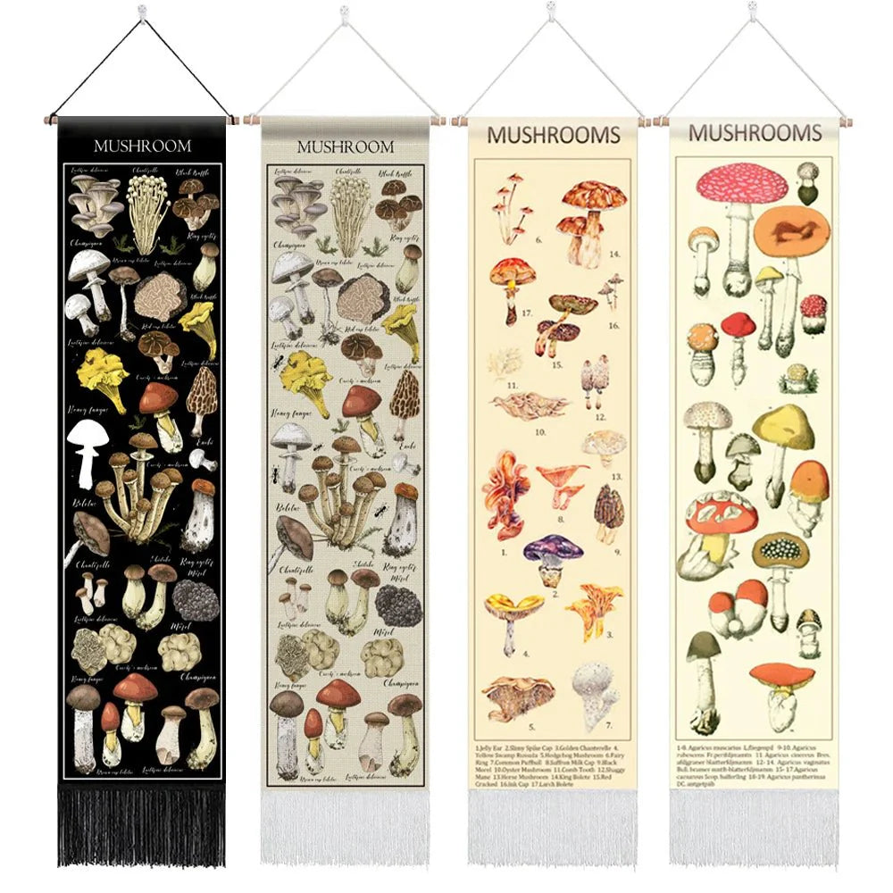Botanical Mushroom And Floral Botanical Illustrative Reference Chart Tapestry (SELECTION)
