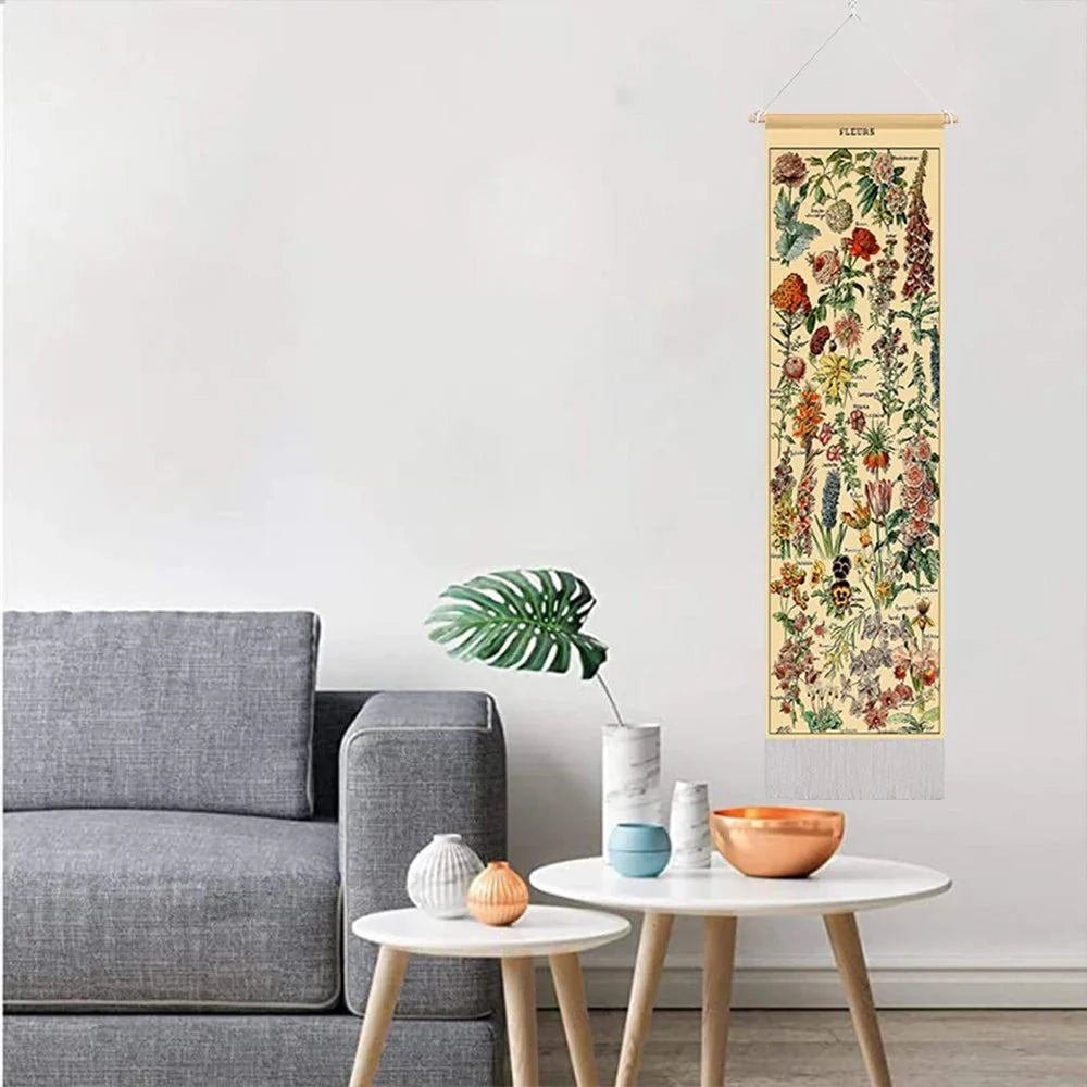 Botanical Mushroom And Floral Botanical Illustrative Reference Chart Tapestry (SELECTION)
