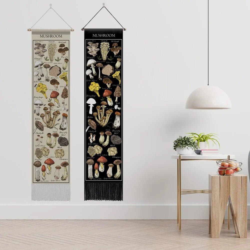 Botanical Mushroom And Floral Botanical Illustrative Reference Chart Tapestry (SELECTION)