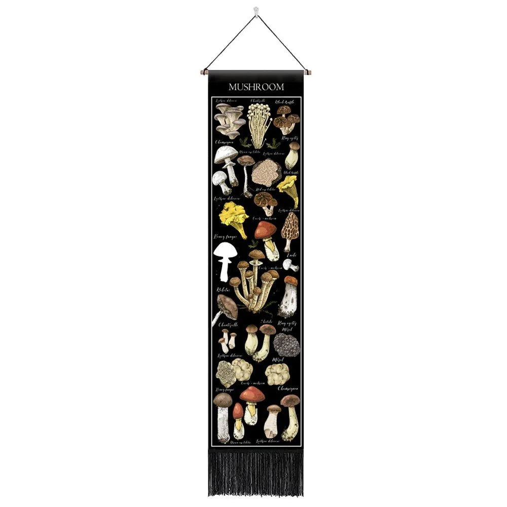 Botanical Mushroom And Floral Botanical Illustrative Reference Chart Tapestry (SELECTION)