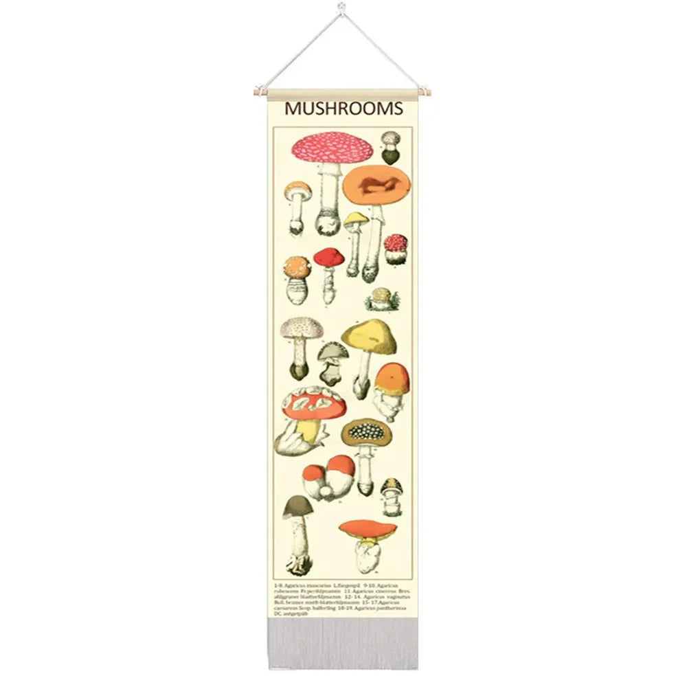 Botanical Mushroom And Floral Botanical Illustrative Reference Chart Tapestry (SELECTION)