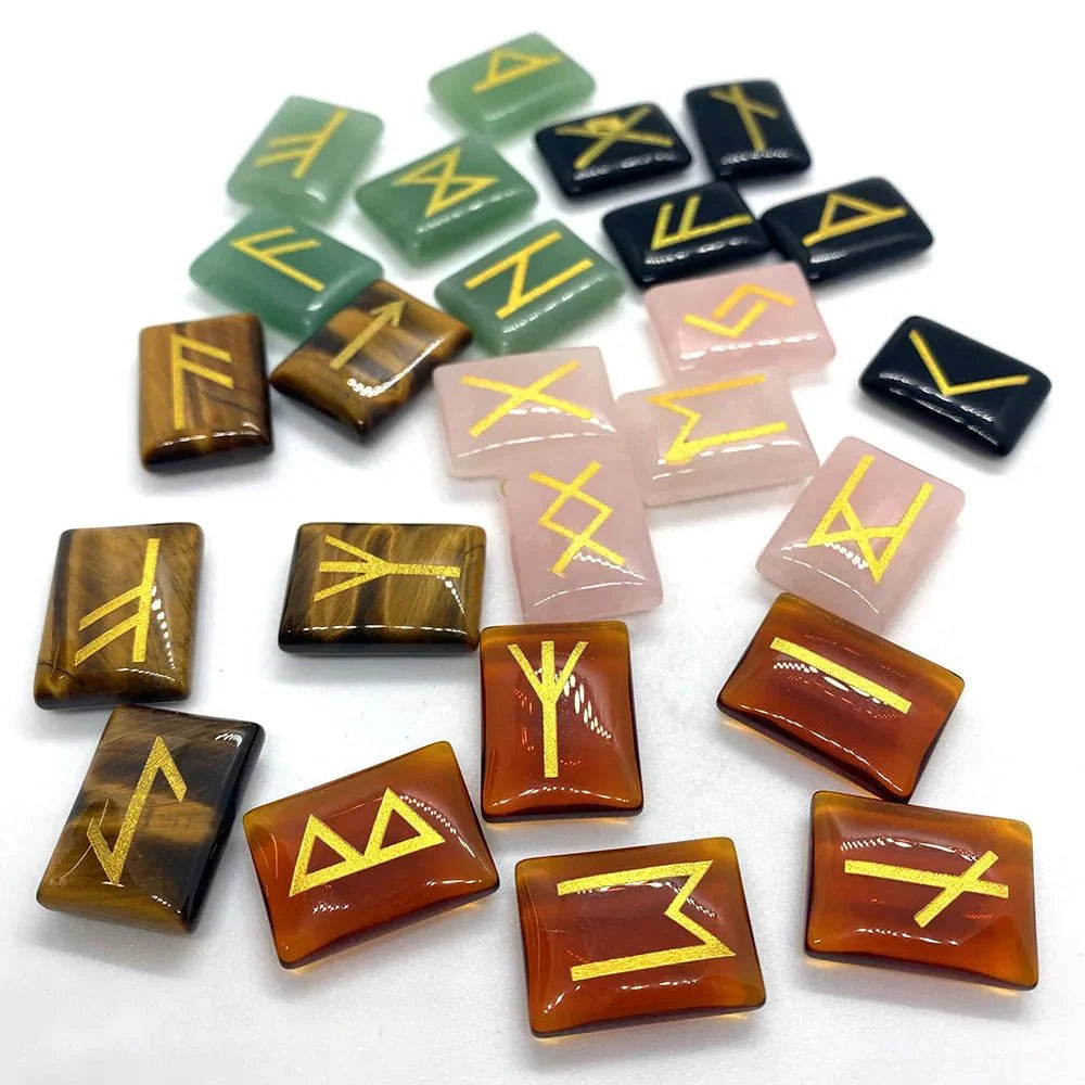 25 Healing Crystals Stone Viking Runes Set SELECTION