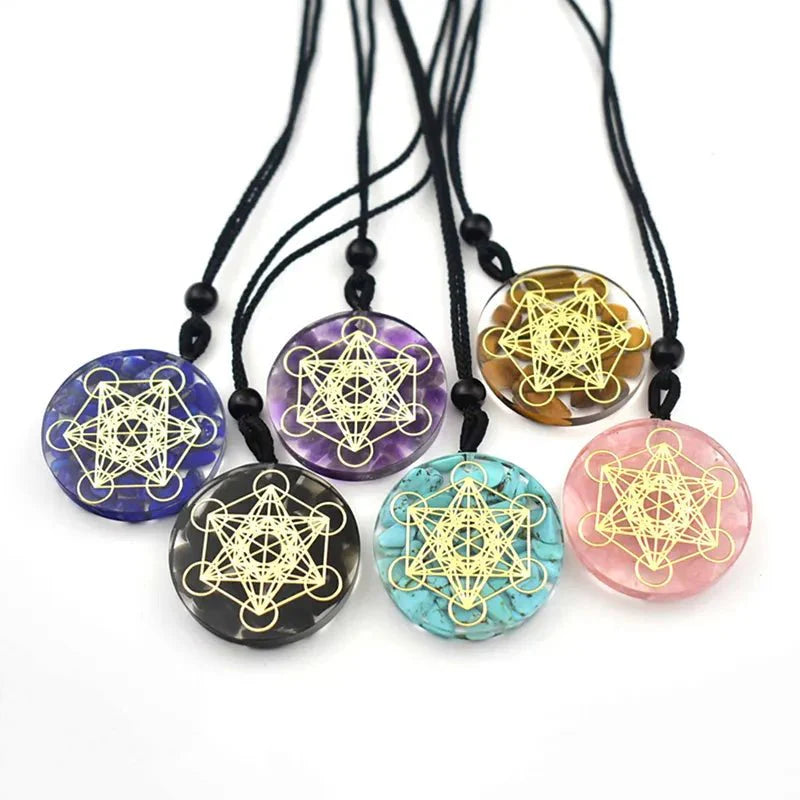 Cosmic Healing Crystal Sacred Geometry Chakra Necklace