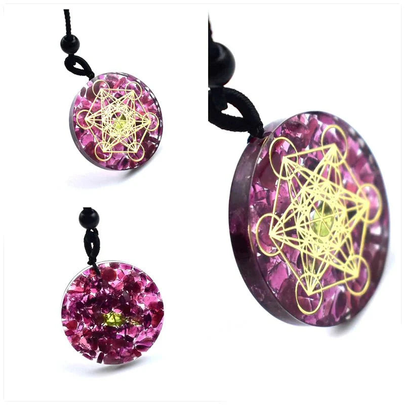 Cosmic Healing Crystal Sacred Geometry Chakra Necklace