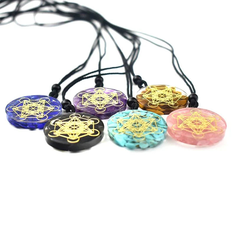 Cosmic Healing Crystal Sacred Geometry Chakra Necklace