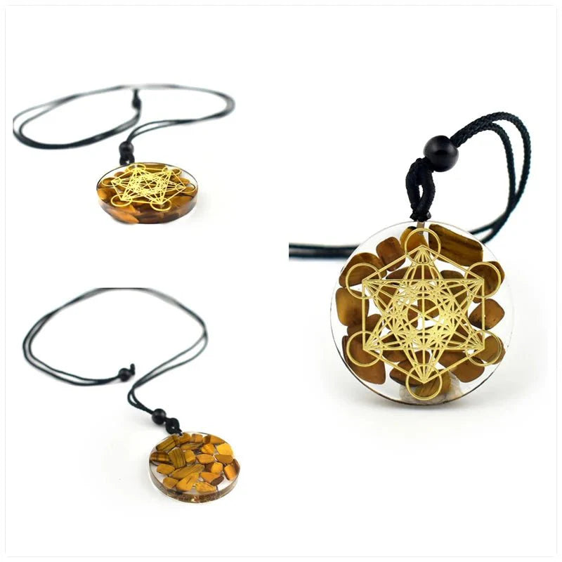 Cosmic Healing Crystal Sacred Geometry Chakra Necklace