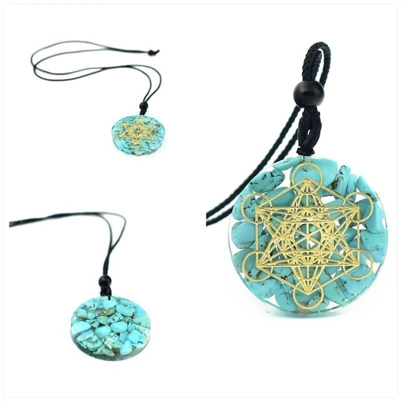 Cosmic Healing Crystal Sacred Geometry Chakra Necklace