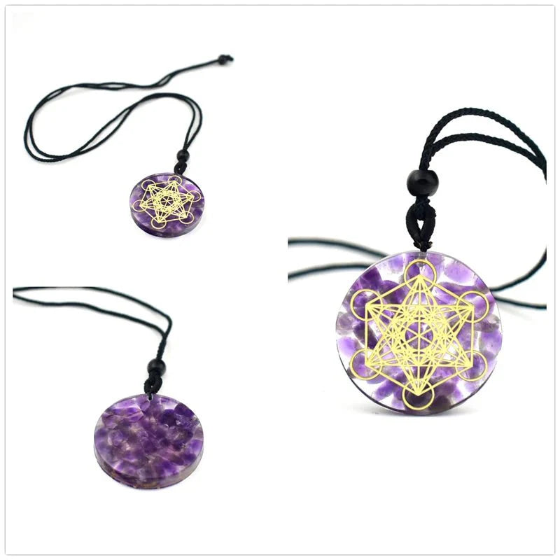 Cosmic Healing Crystal Sacred Geometry Chakra Necklace