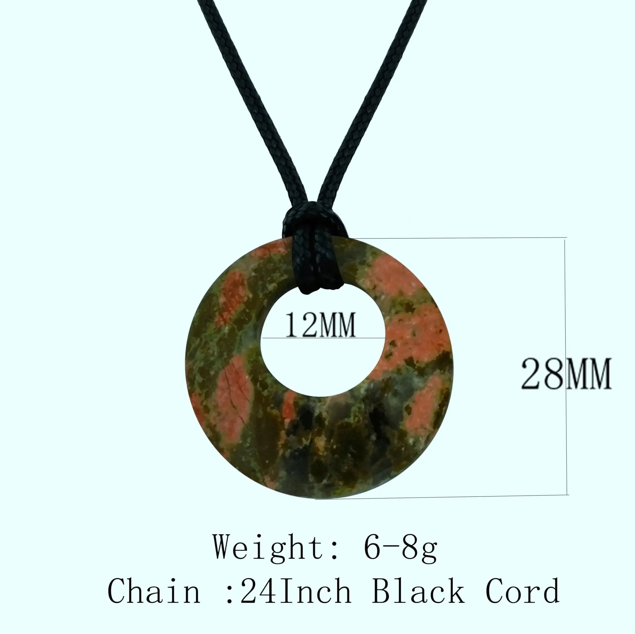 28mm Donut Shaped Healing Semi-precious Crystals Necklace