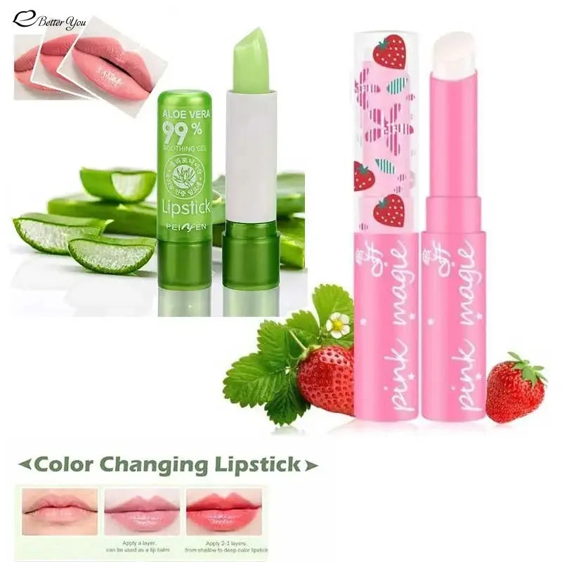 Aloe Vera & Strawberry Colour-Changing Moisturizing Lipsticks