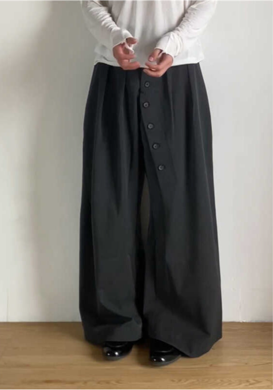 American Retro Ring Buttoned Charcoal Black Suit Pants
