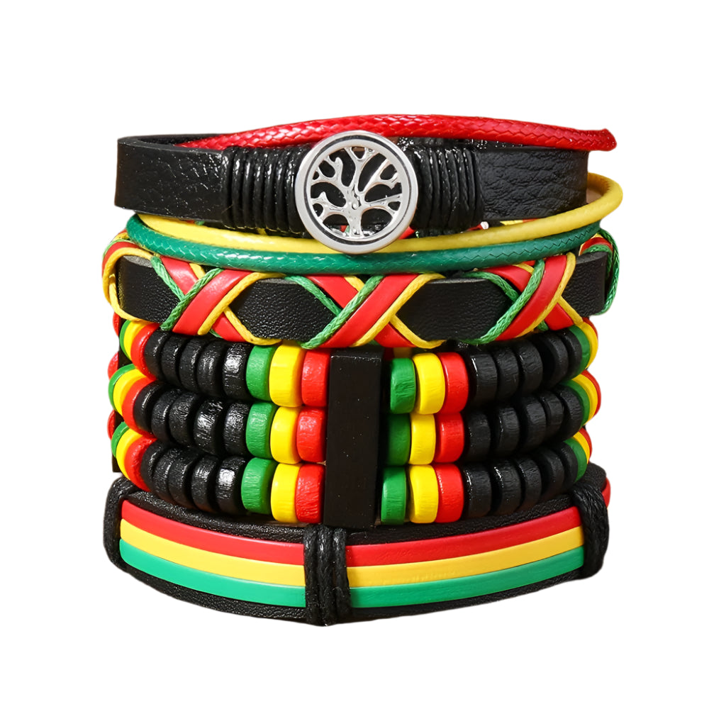 Jamaican Flag-Inspired Beaded Bracelets Set