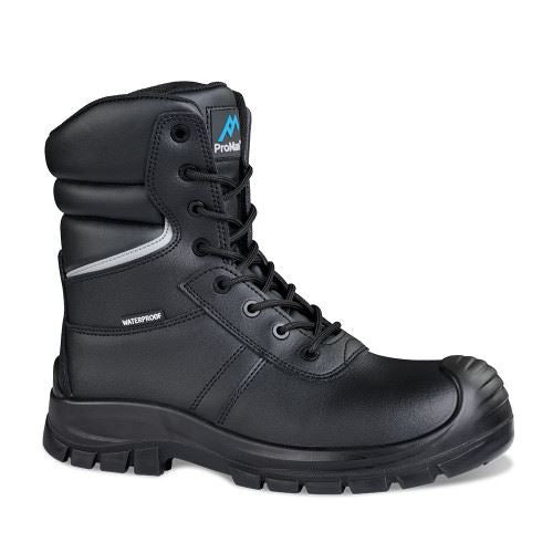 Rock Fall ProMan PM5008 Delaware High Leg Waterproof Safety Boot with Side Zip in 3 to 15, Black
