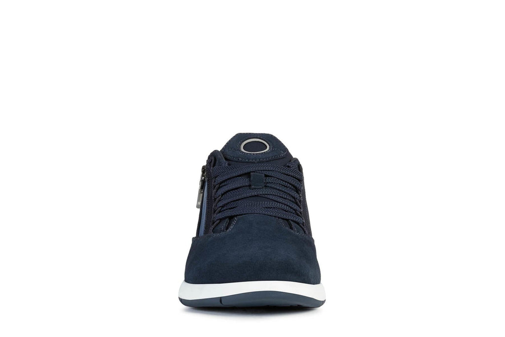 GEOX Mens Low Cut Ultra Breathable Black Leather Sneakers (Aerantis)