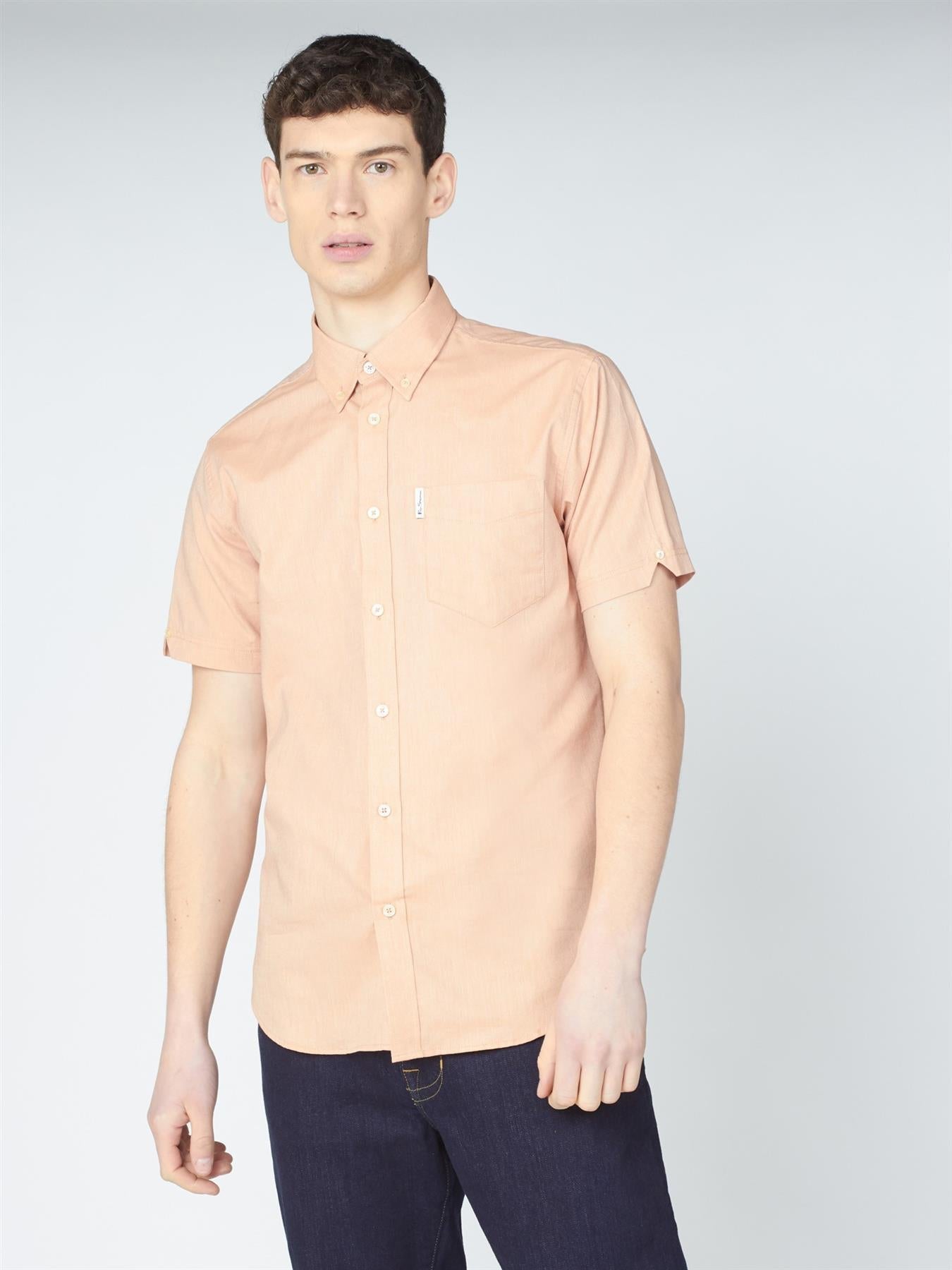 Ben Sherman Mens Big Size Short Sleeve Organic Cotton Oxford Shirt (65095) 2XL-5XL, 4 Colours
