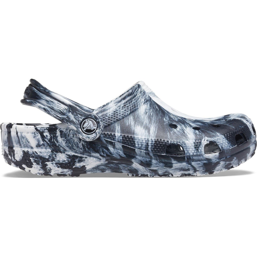 Crocs Unisex's Classic Marbled Clog in White/Black 3 to 8
