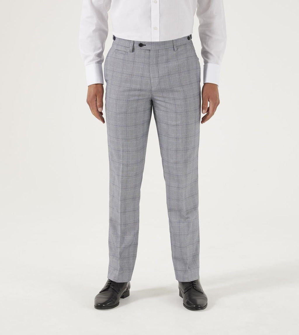 Skopes Men's Anello Check Tapered Fit Suit Trouser in Grey Waist 30 to 38