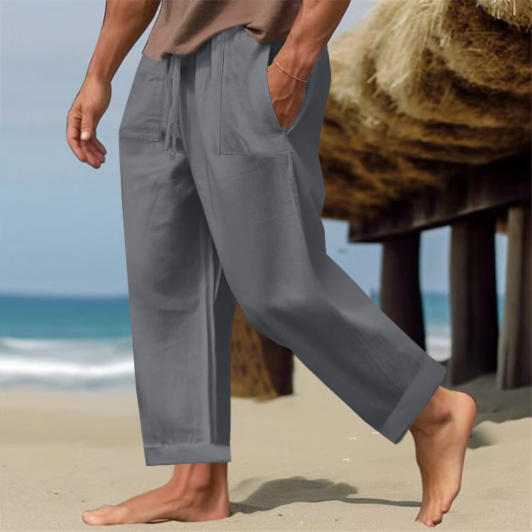 Men's Linen Pure Color Comfort Breathable Casual Pants