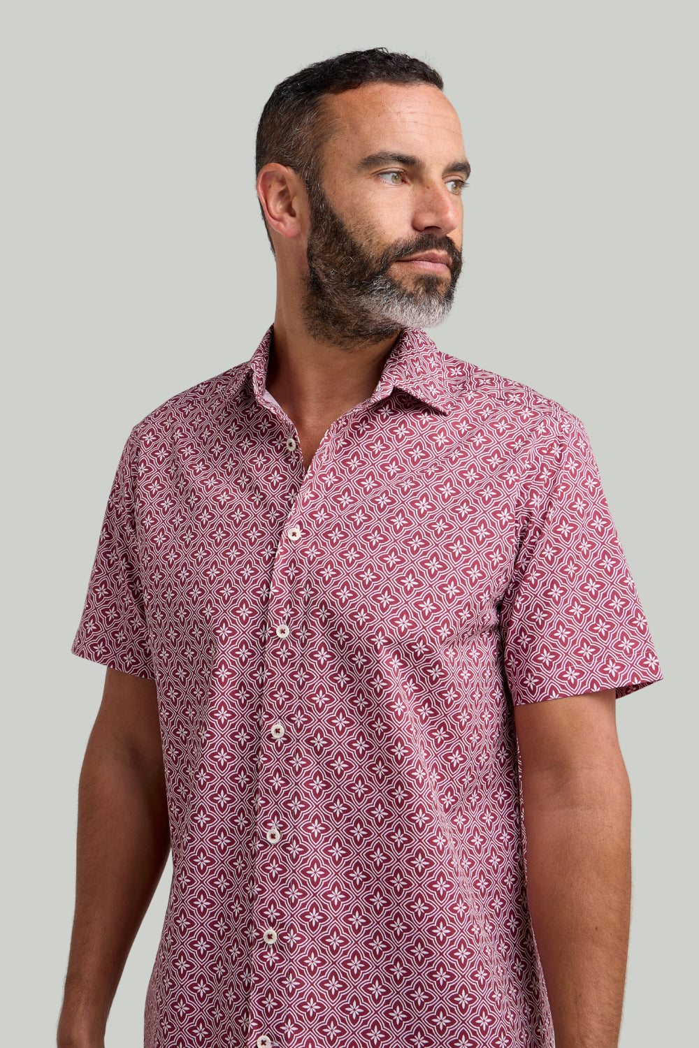 Double TWO Geometric Star Print Short Sleeve Shirt For Men in 2 Colours, M-5XL