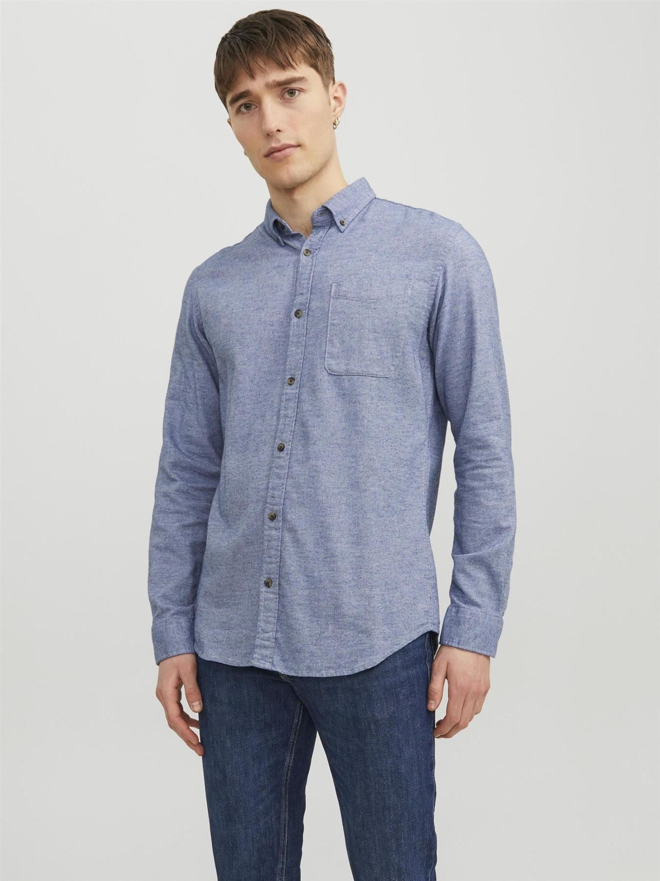 Jack & Jones Long Sleeves Shirt For Men (JJECLASSIC MELANGE) in 4 Colours, L-XL