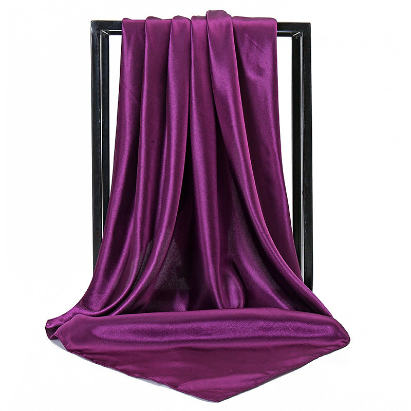 Ladies' Solid Colour Silk Satin Square Scarf, 90/90cm Headscarf, Flight Attendants' Neckerchiefs
