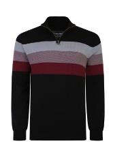 Kam Jeanswear Men's Plus Size 1/4 Zip Stripe Knit Top in 2 Colours, Sizes 2XL to 8XL