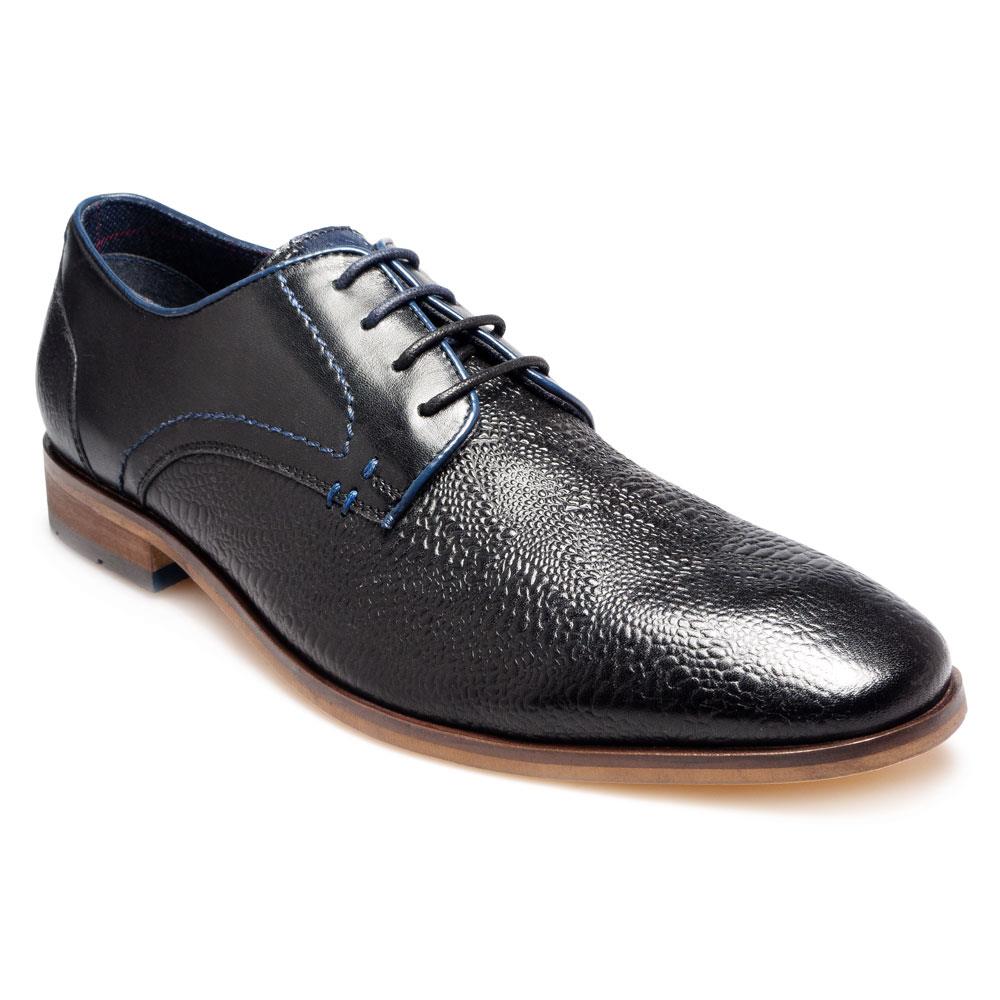 Paul O Donnell Mens Premium Embossed Leather Black Lace Up Shoes (Chicago)