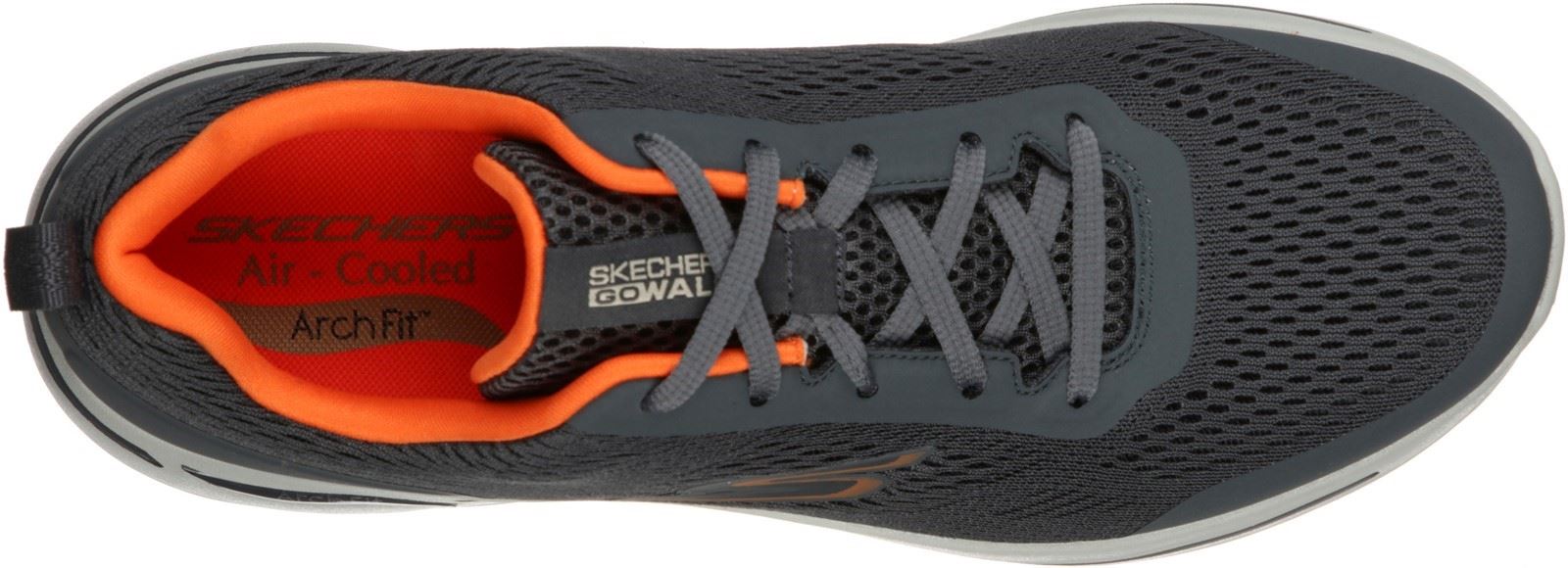Skechers Go Walk Arch Fit Idyllic Sports Shoes Mens in Charcoal/Orange