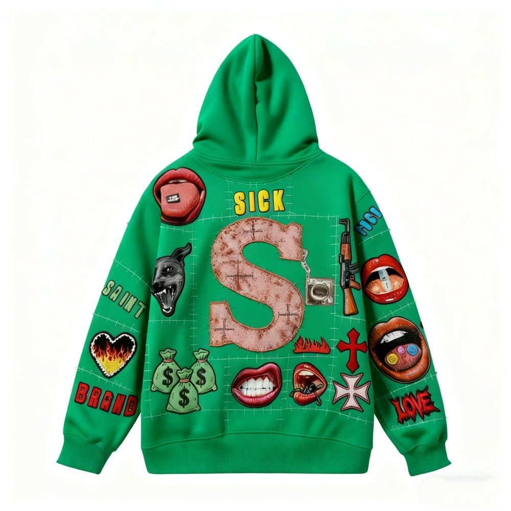 Oversized Saint Brand Graphic Hoodie