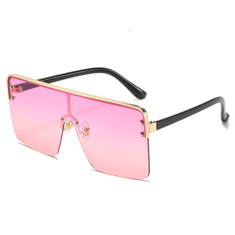 Fashion Big Frame Trend Metal Gradient Color All-in-one Sunglasses