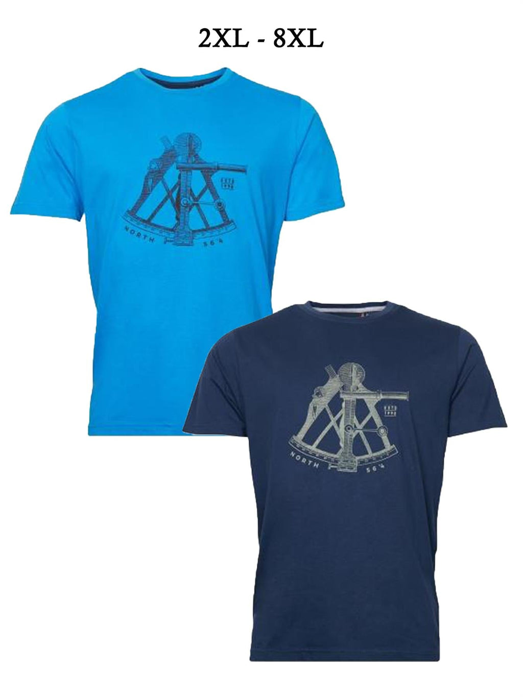 North 56*4 Mens Big Size Printed Tee Shirt (11103B) 2XL-8XL, 2 Colours