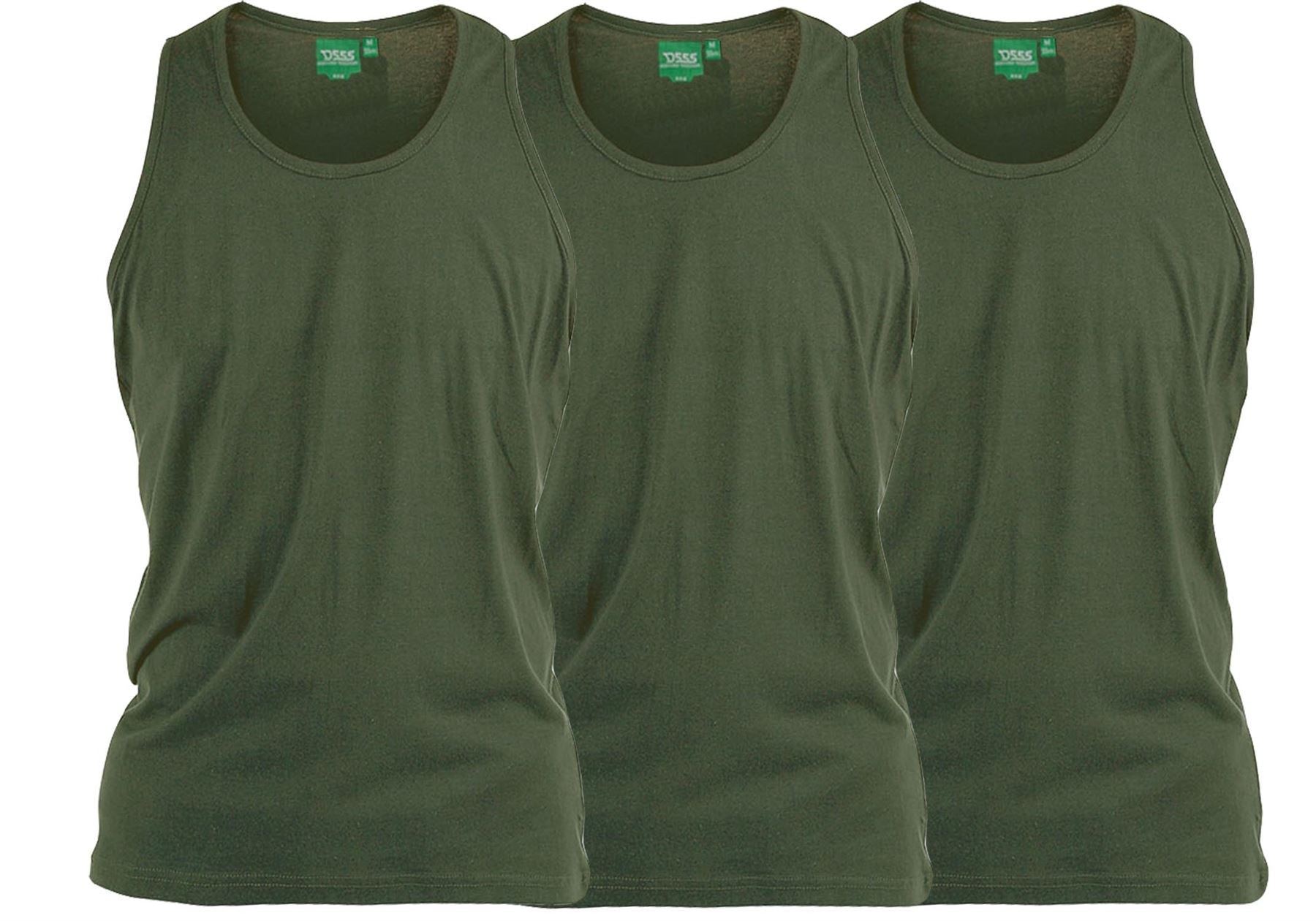 D555 Pure Cotton Long Length 3 Pack Muscle Vests Size Medium to XXL