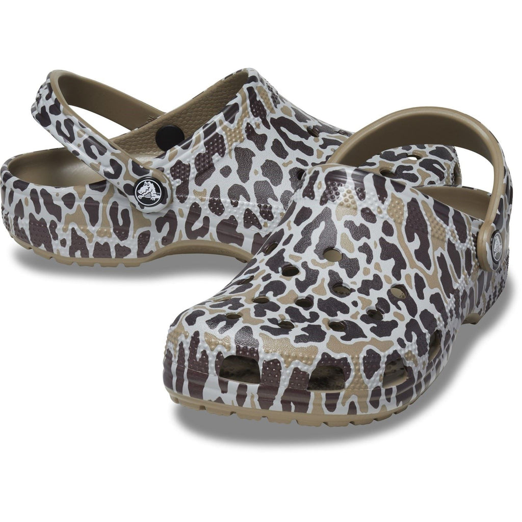 Crocs Unisex's Classic Animal Print Clog in Khaki/Leopard 4 to 8