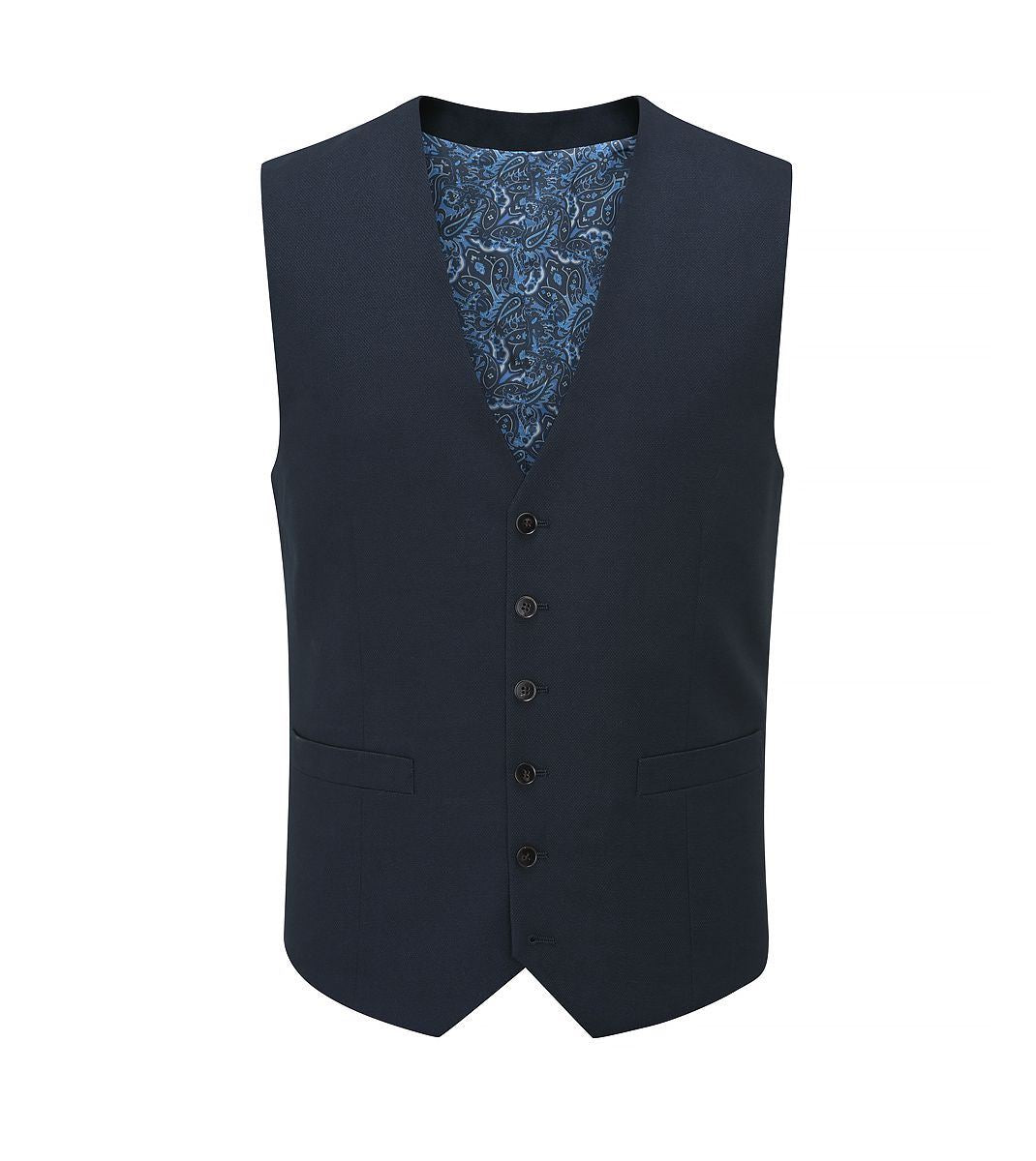 Skopes Harcourt Suit Waistcoat For Men in Navy Ink Tweed Effect, 36R-62R