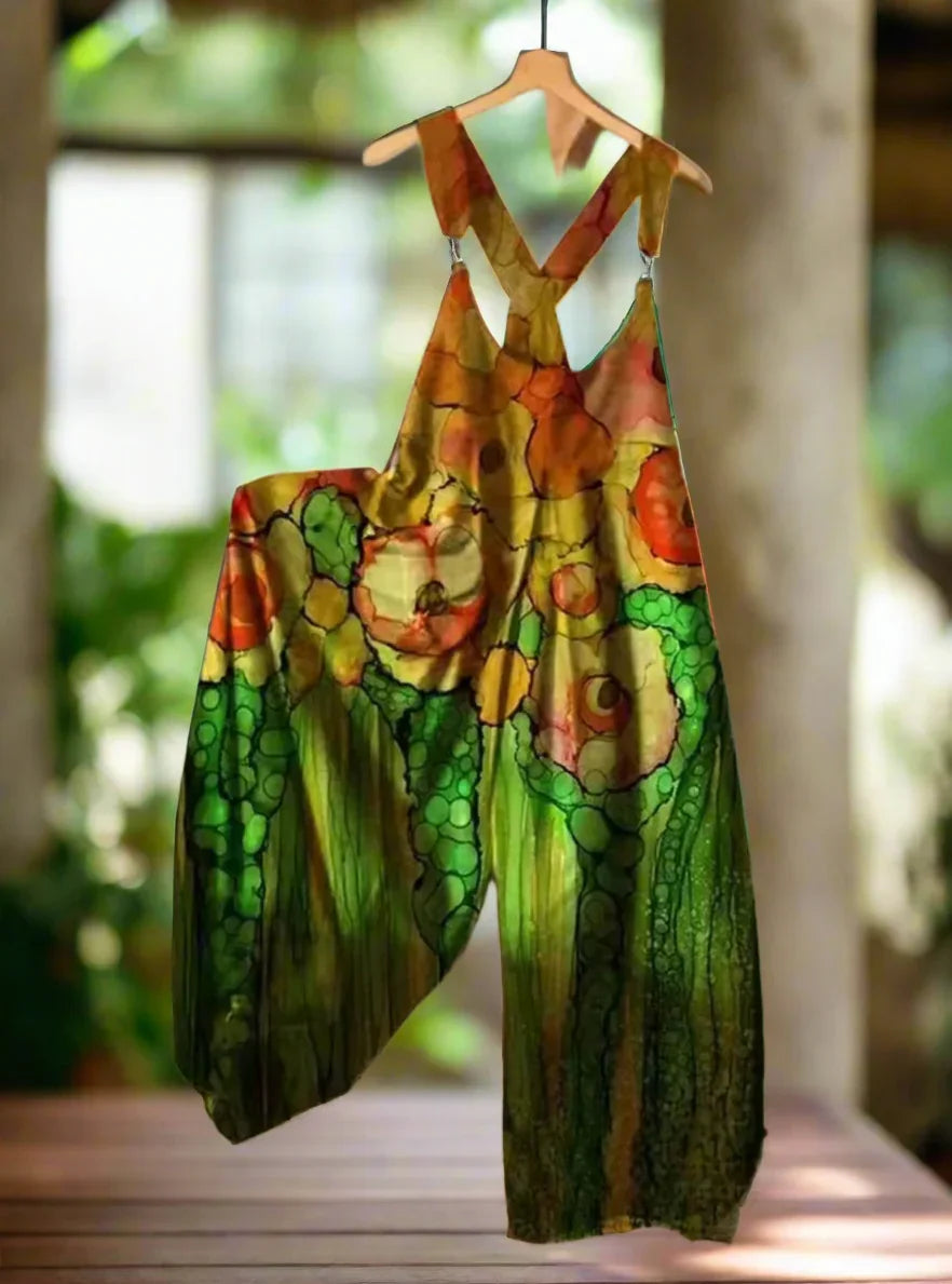 2.Women’s Skull Print Sleeveless Jumpsuit – Casual Summer Loose-Fit Streetwear