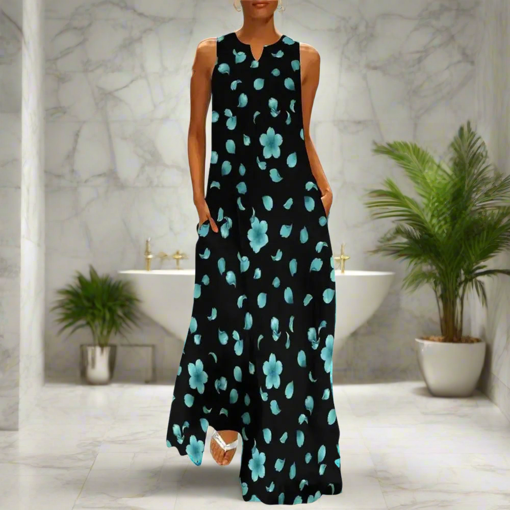 3.Bohemian Maxi Dresses for Women with Pockets Loose Summer Clothing Printed Ankle-Length A-Line Dresses