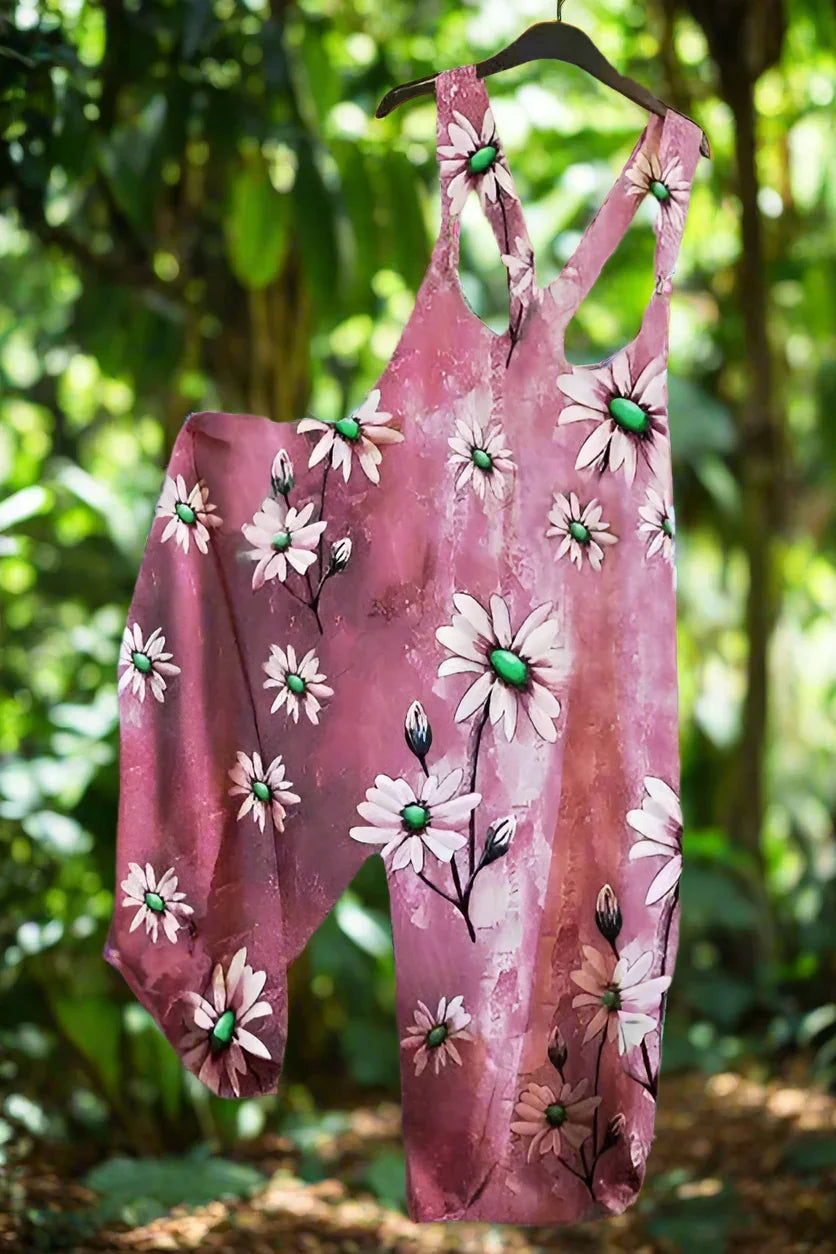 2.Women’s Skull Print Sleeveless Jumpsuit – Casual Summer Loose-Fit Streetwear