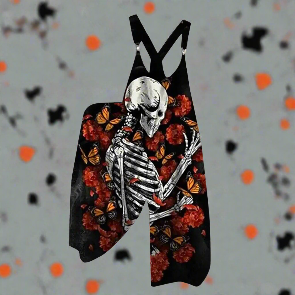 1.Women’s Skull Print Sleeveless Jumpsuit – Casual Summer Loose-Fit Streetwear