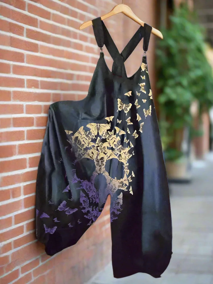 1.Women’s Skull Print Sleeveless Jumpsuit – Casual Summer Loose-Fit Streetwear