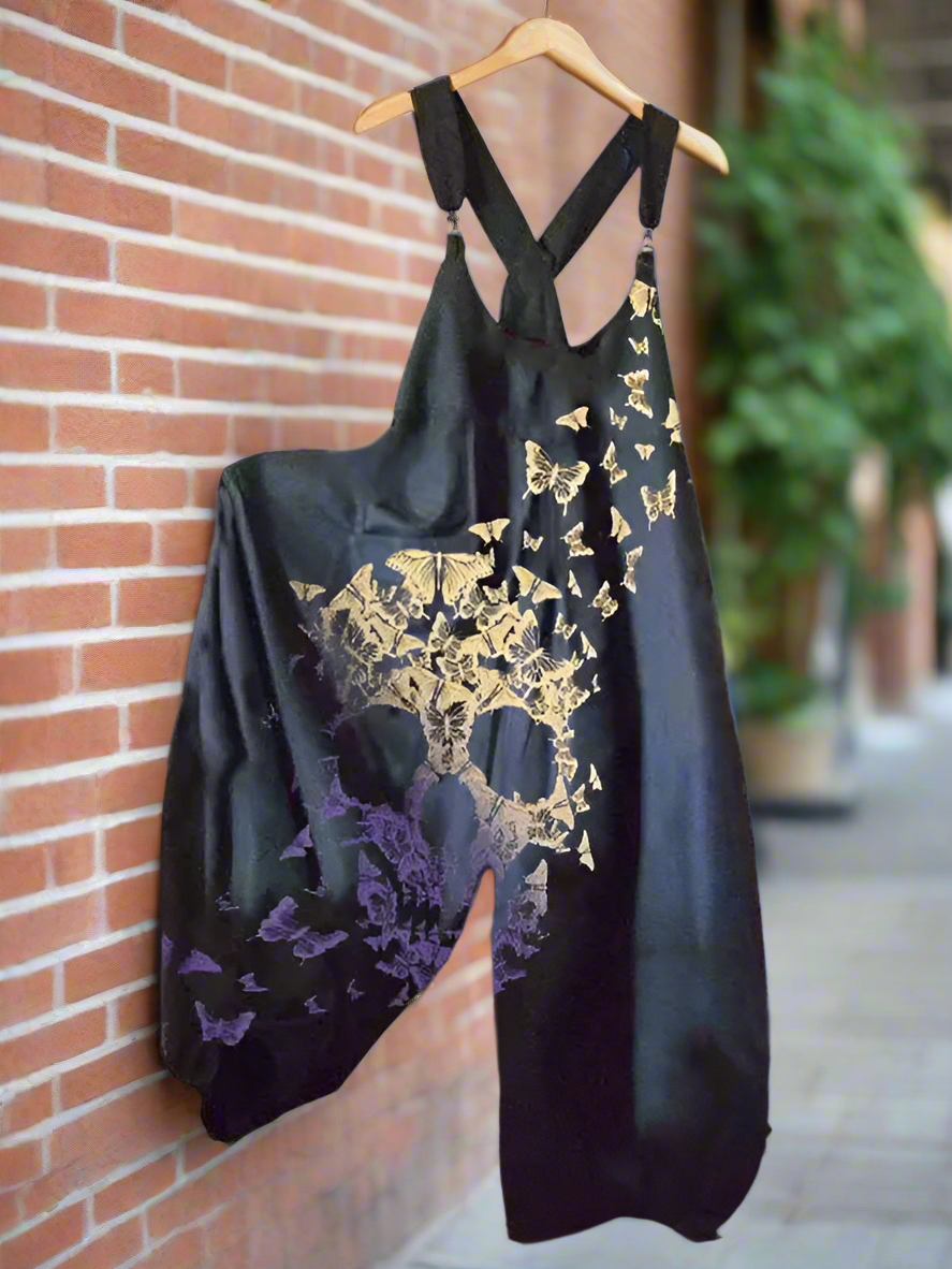 1.Women’s Skull Print Sleeveless Jumpsuit – Casual Summer Loose-Fit Streetwear