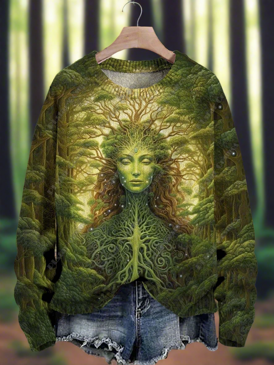 Mother Nature Forest Goddess Pullover – Unisex Casual Nature-Inspired Sweater