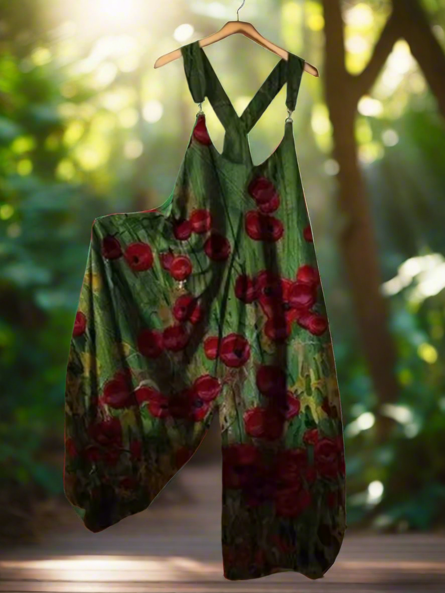 2.Women’s Skull Print Sleeveless Jumpsuit – Casual Summer Loose-Fit Streetwear