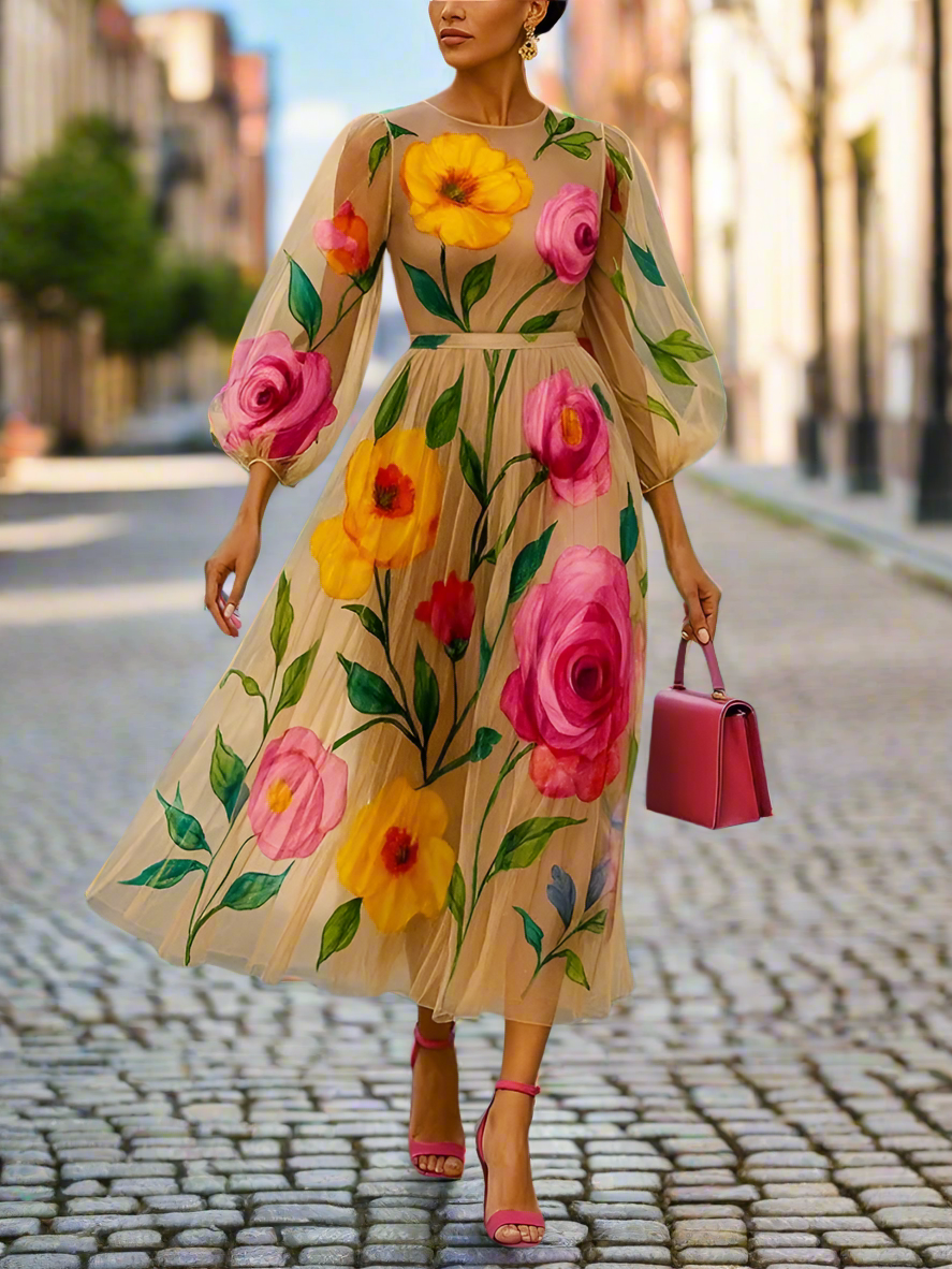 Bloom & Glow: Your Must-Have Chiffon Floral Midi for Every Occasion!