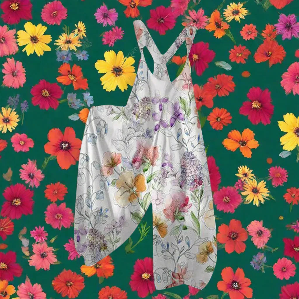 1.Women’s Skull Print Sleeveless Jumpsuit – Casual Summer Loose-Fit Streetwear