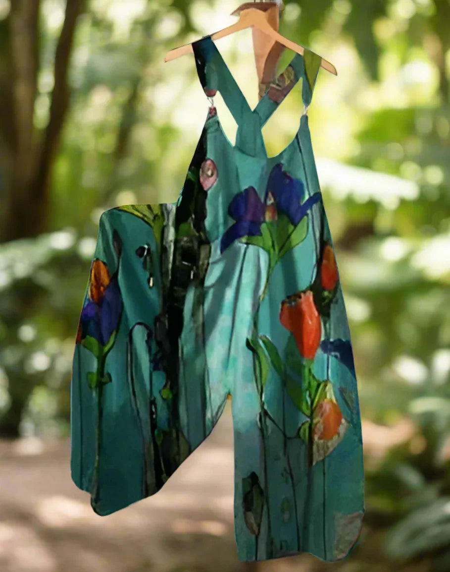 1.Women’s Skull Print Sleeveless Jumpsuit – Casual Summer Loose-Fit Streetwear