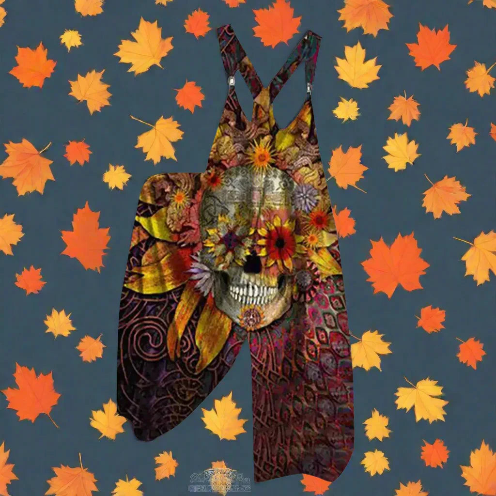 1.Women’s Skull Print Sleeveless Jumpsuit – Casual Summer Loose-Fit Streetwear