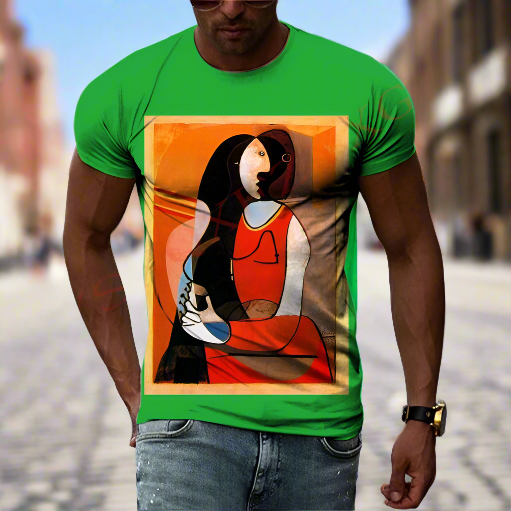 Cubic Art Print T-Shirts – 3D Painting Style Casual Tee