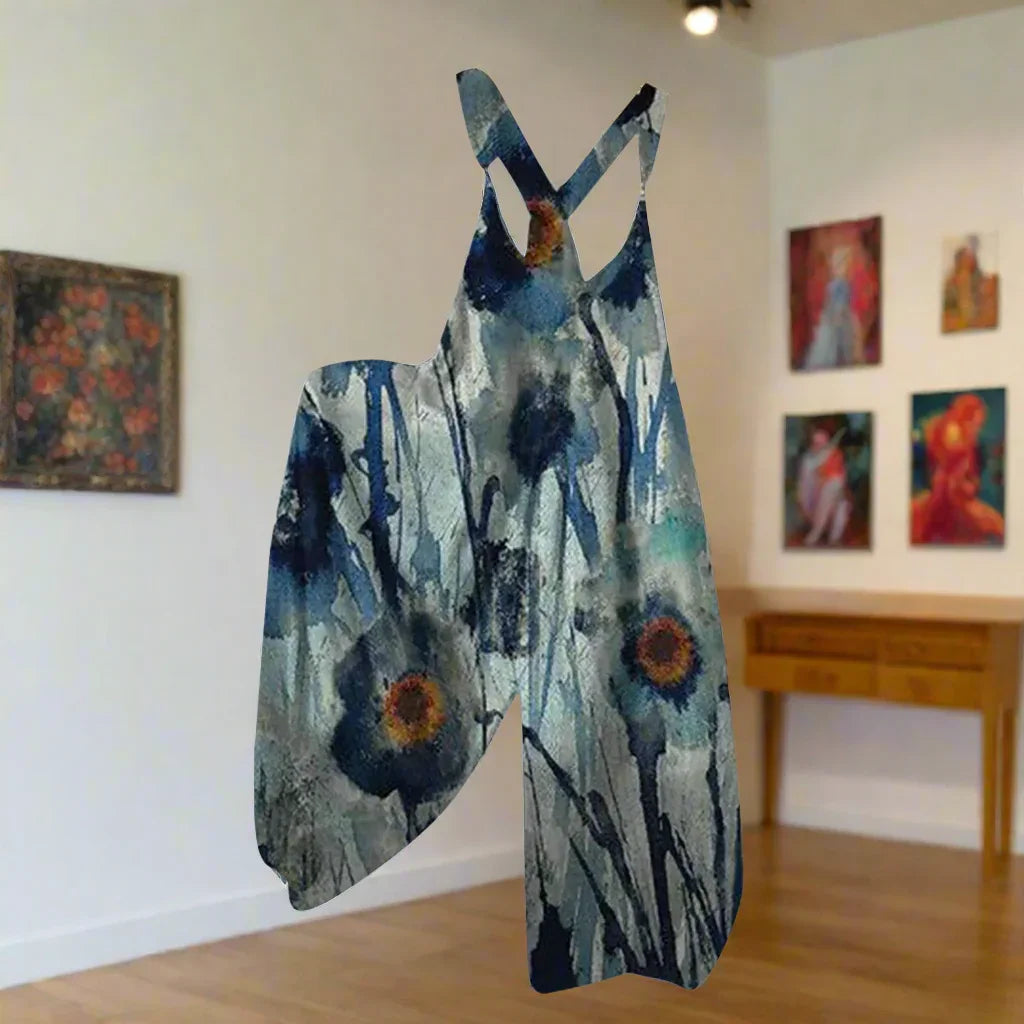 1.Women’s Skull Print Sleeveless Jumpsuit – Casual Summer Loose-Fit Streetwear