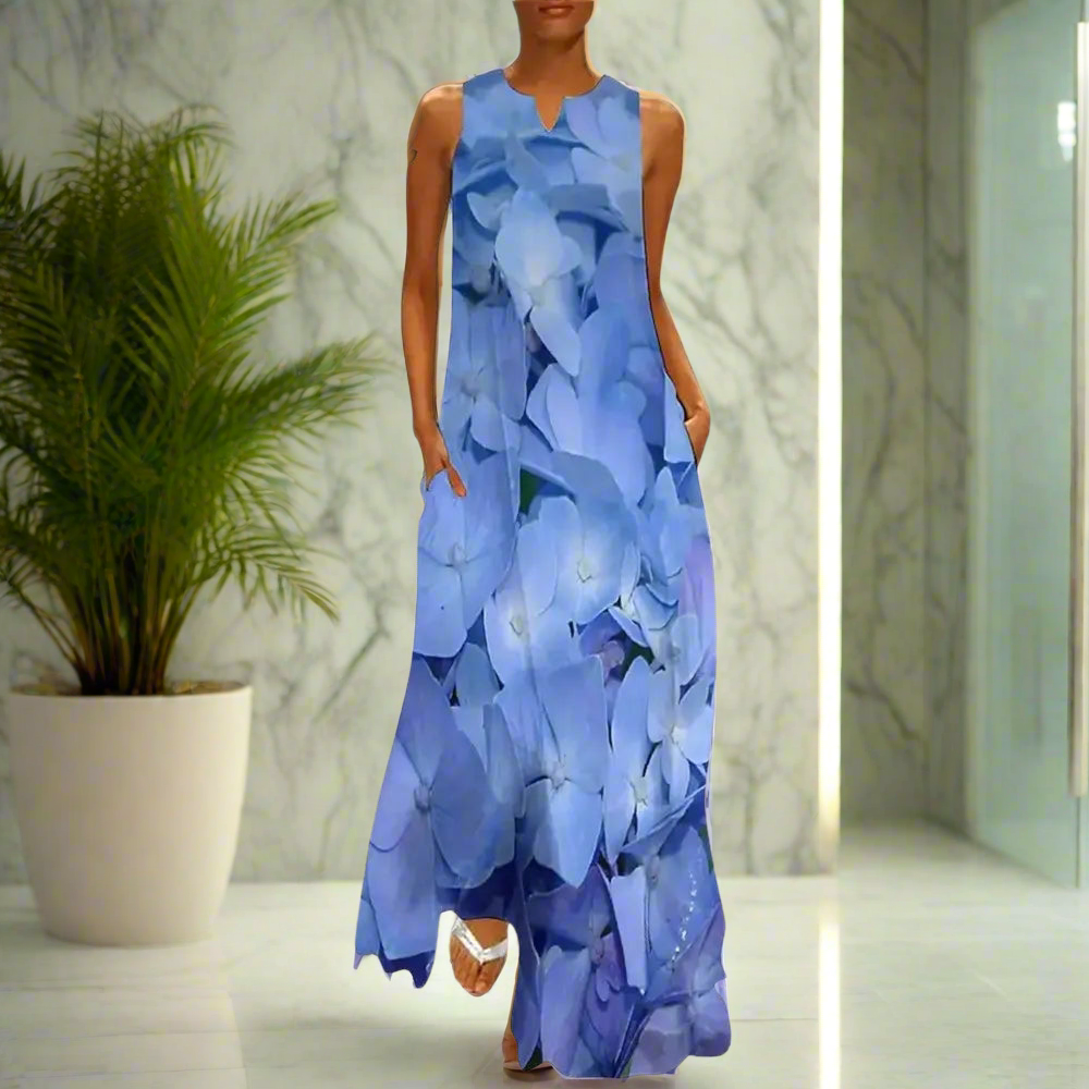 3.Bohemian Maxi Dresses for Women with Pockets Loose Summer Clothing Printed Ankle-Length A-Line Dresses