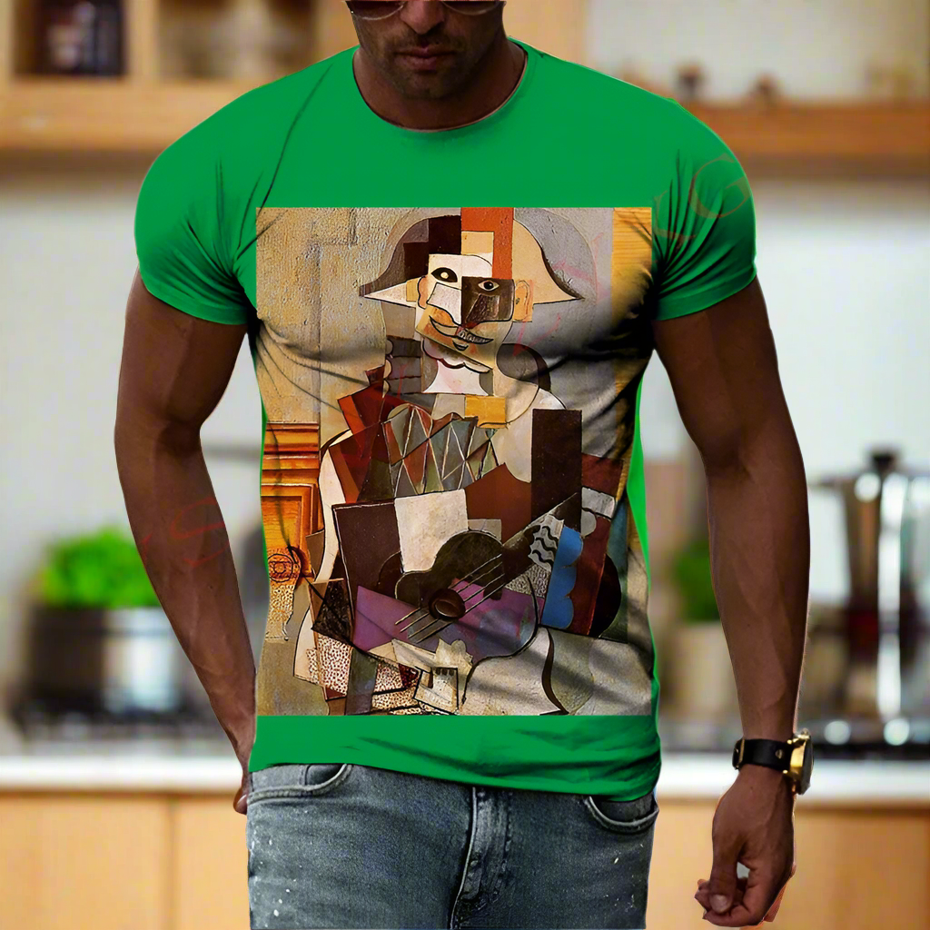 Cubic Art Print T-Shirts – 3D Painting Style Casual Tee